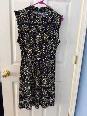 Tommy  Hilfiger Sleeveless Navy Dress with Yellow Floral Print sz12